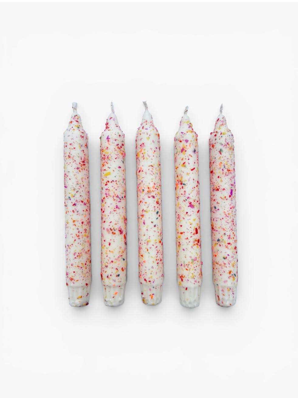 Pair of colourful Confetti hundreds and thousands candles