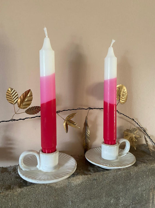 Hand Dipped Dinner Candles - Pink and Red Ombre Vegan Set