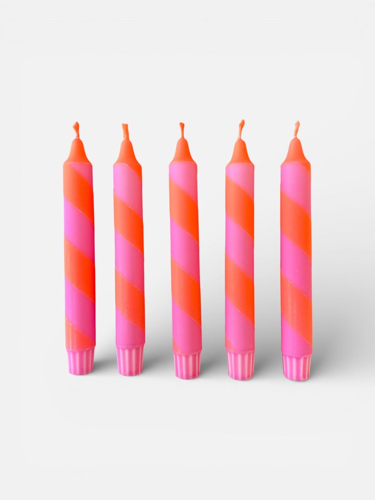 Neon Orange & Pink, spiral stripe Set of 2
