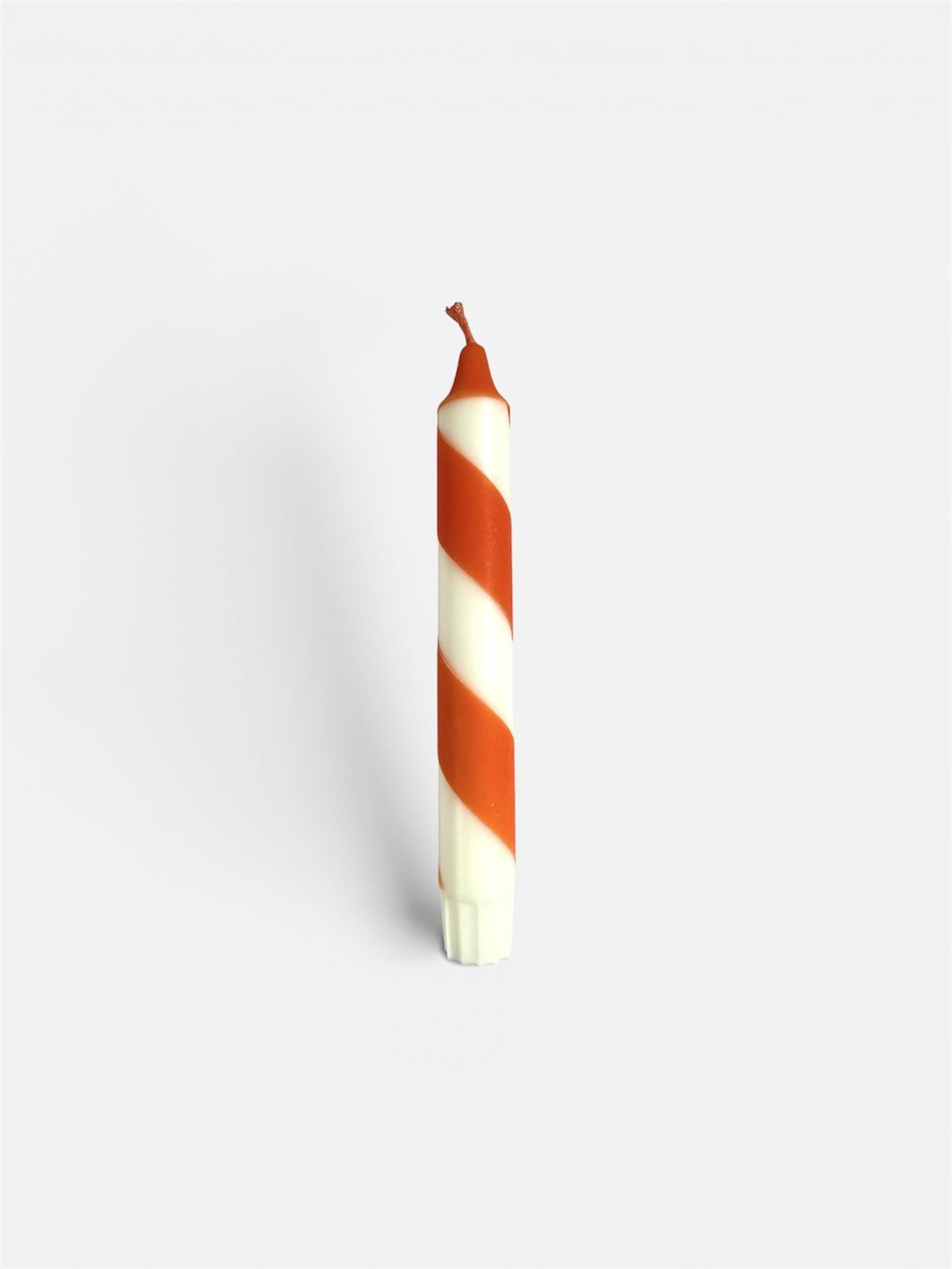 Orange Marmalade candy cane Dinner Candles: Hand Dipped Vegan Decor - Set of 2