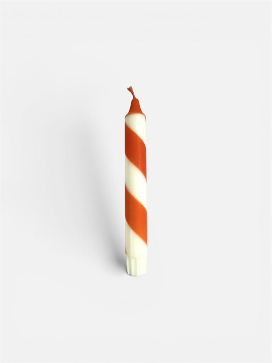 Orange Marmalade candy cane Dinner Candles: Hand Dipped Vegan Decor - Set of 2