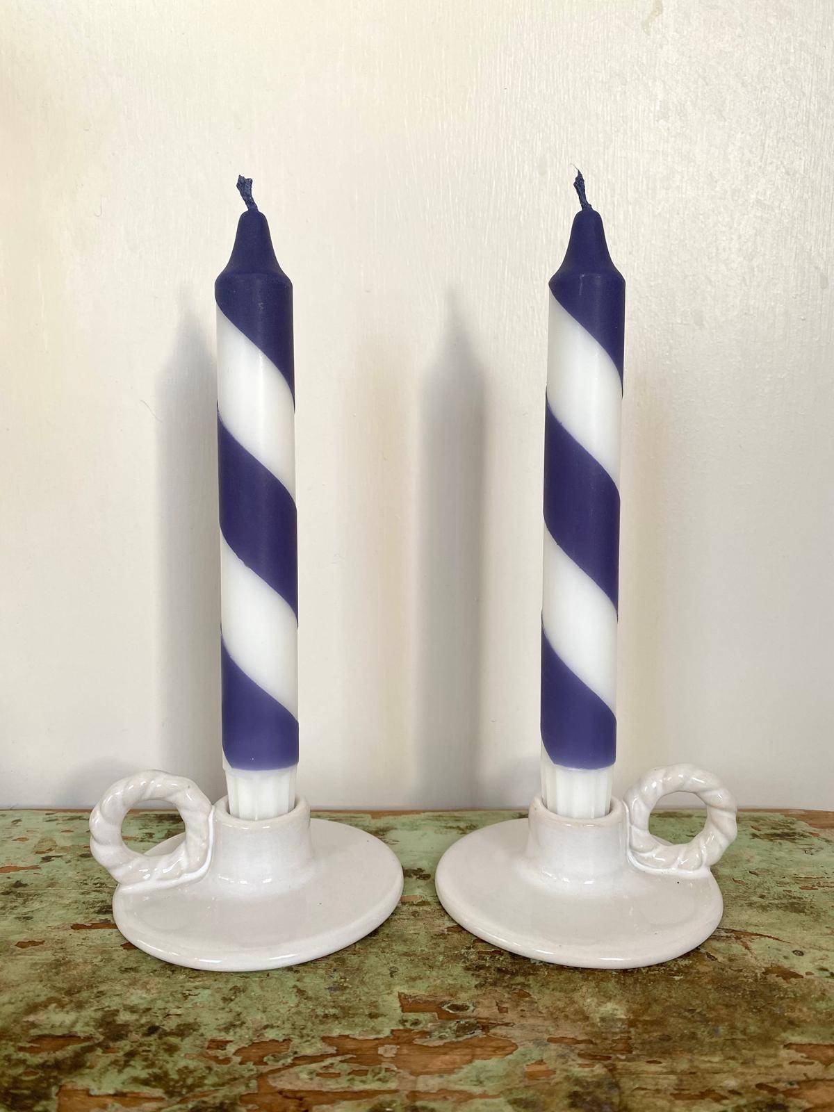 Navy Blue Spiral Dinner Candles