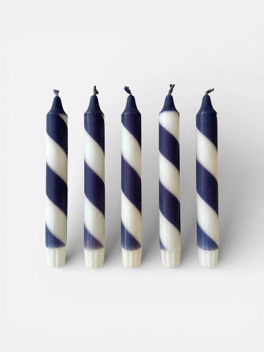 Navy Blue Spiral Dinner Candles