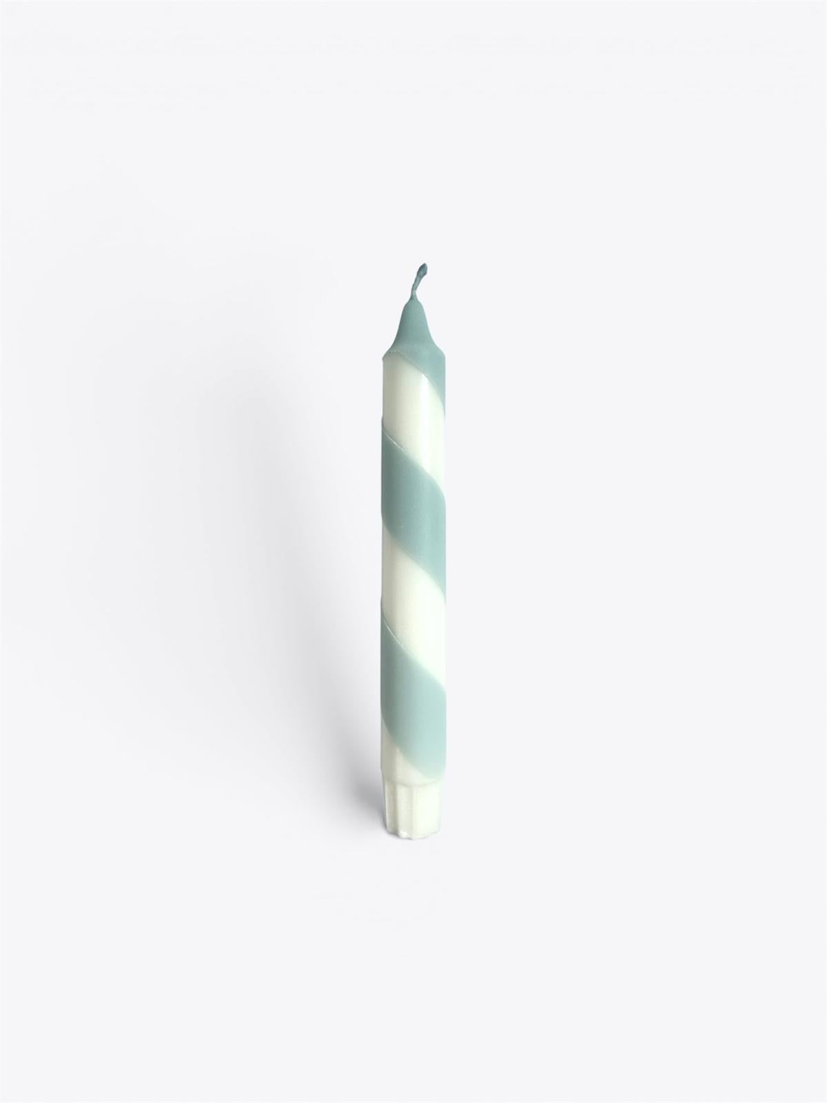 Pastel Blue Spiral Dinner Candles: Hand Dipped Vegan Decor - Set of 2