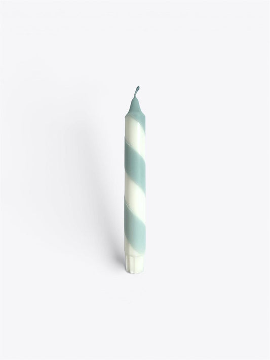 Pastel Blue Spiral Dinner Candles: Hand Dipped Vegan Decor - Set of 2